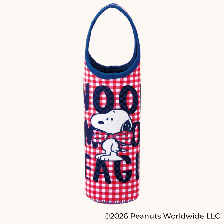 ウエット素材ペットボトルカバー SNOOPY（チェックロゴ） レッド