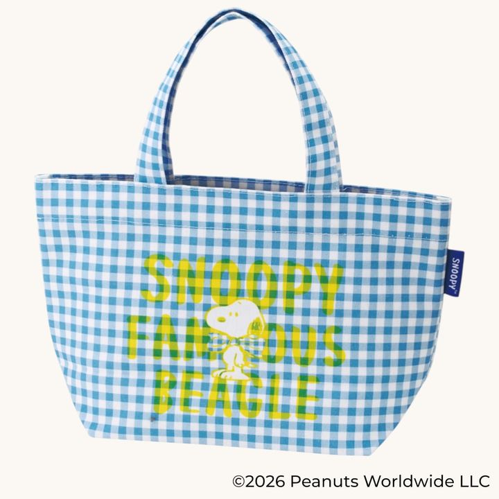帆布ランチトートバッグ SNOOPY（チェックロゴ） ブルー
