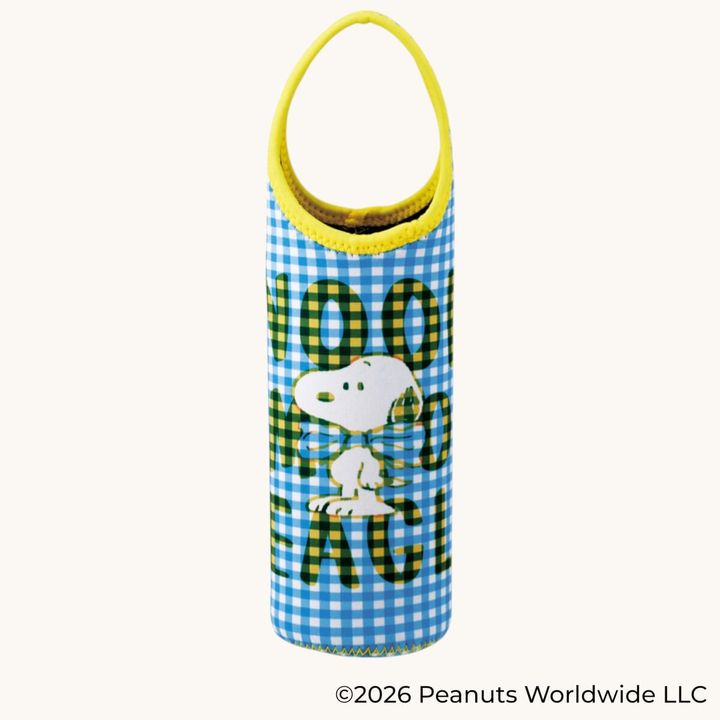 ウエット素材ペットボトルカバー SNOOPY（チェックロゴ） ブルー