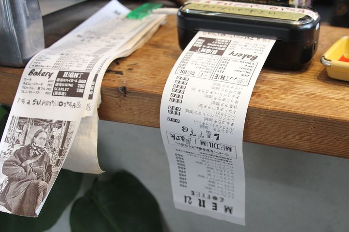 レシート風のメニュー