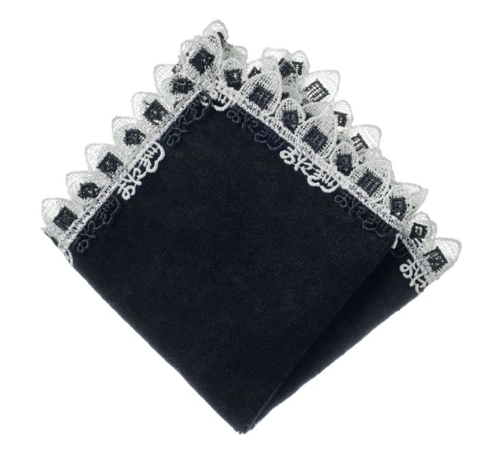 ハンカチ プレゼント おすすめ タオル 近沢レース店 和レース タオルハンカチ／おにぎり（ブラック）