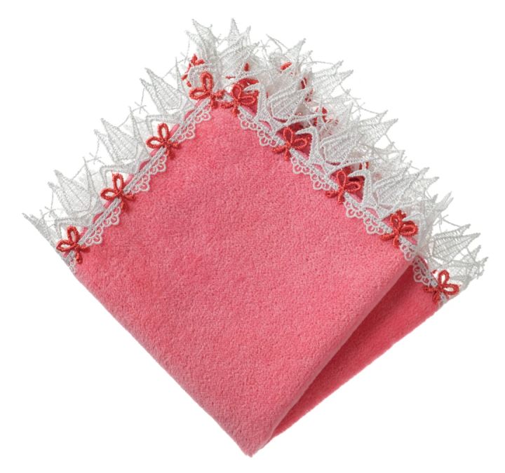 ハンカチ プレゼント おすすめ タオル 近沢レース店 和レース タオルハンカチ／折り鶴（コーラルピンク）