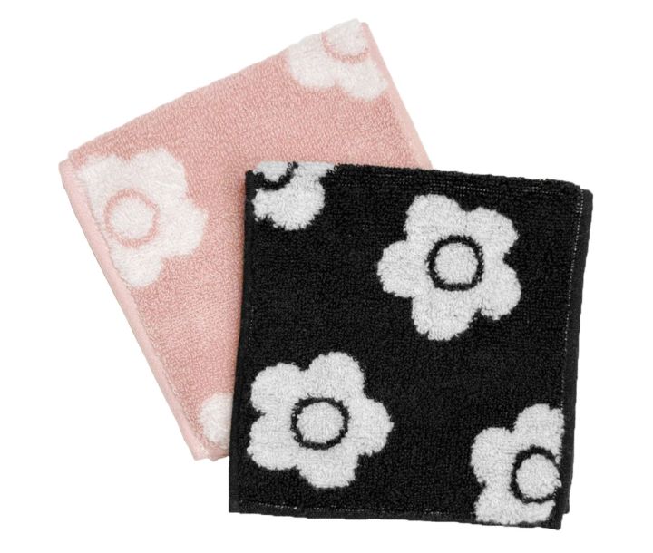 ハンカチ プレゼント おすすめ タオル マリークワント デイジーパターンハーフ タオルセット（ブラック）