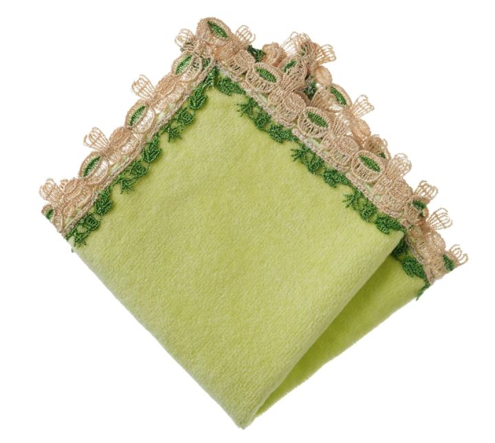 ハンカチ プレゼント おすすめ タオル 近沢レース店 和レース タオルハンカチ／茶道（イエローグリーン）