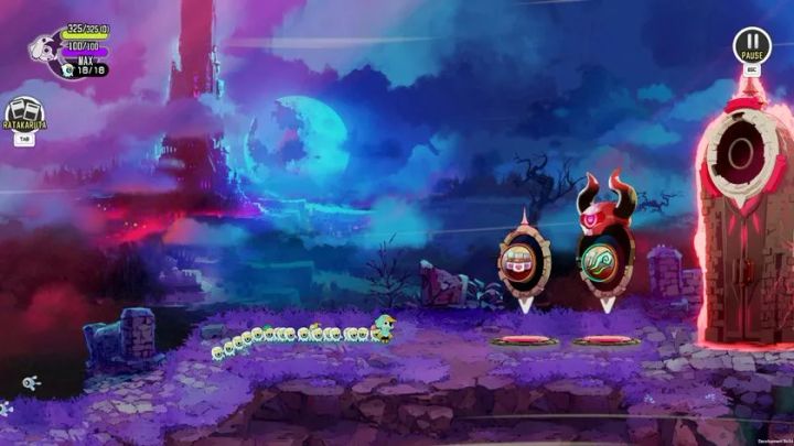 『ラタタン』のゲームプレイ中の戦闘や進行シーンを映した画面