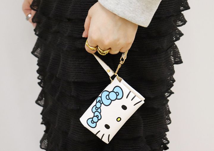 宝島社雑誌付録のmini5月号のみずいろ ハローキティの サフィアーノレザー調マルチケース1