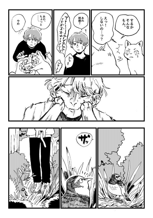 ケンカする2匹を止めようとすると人間がこうなってしまう (C)しばたさびまる