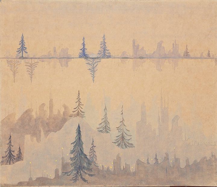 ミカロユス・コンスタンティナス・チュルリョーニス《フーガ［二連画「プレリュード、フーガ」より］》1908年、テンペラ/紙、国立M.K.チュルリョーニス美術館（カウナス）所蔵 M.K. Čiurlionis National Museum of Art, Kaunas, Lithuania.