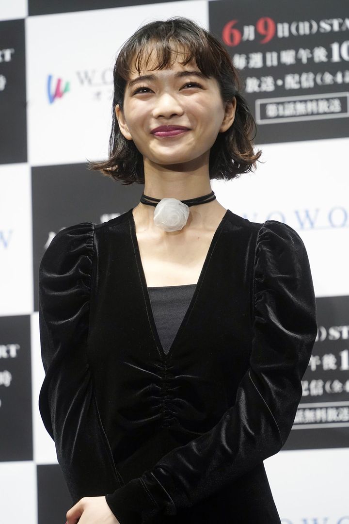 WOWOWドラマ「ゲームの名は誘拐」の完成披露試写会に登壇した見上愛（「風、薫る」の一ノ瀬りん役）、東京都江東区、2024年5月28日