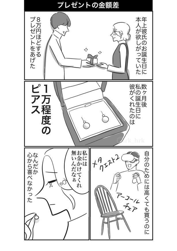 プレゼントの金額差 画像提供：ゐ(@irk_hrk)