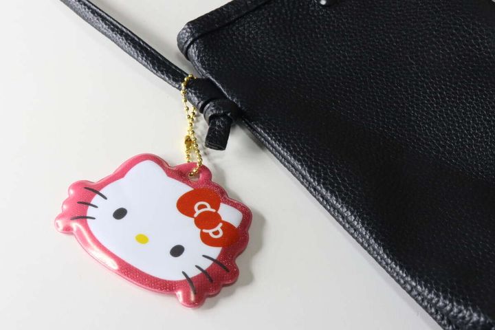 ダイソーの反射キーホルダー キティの使用例