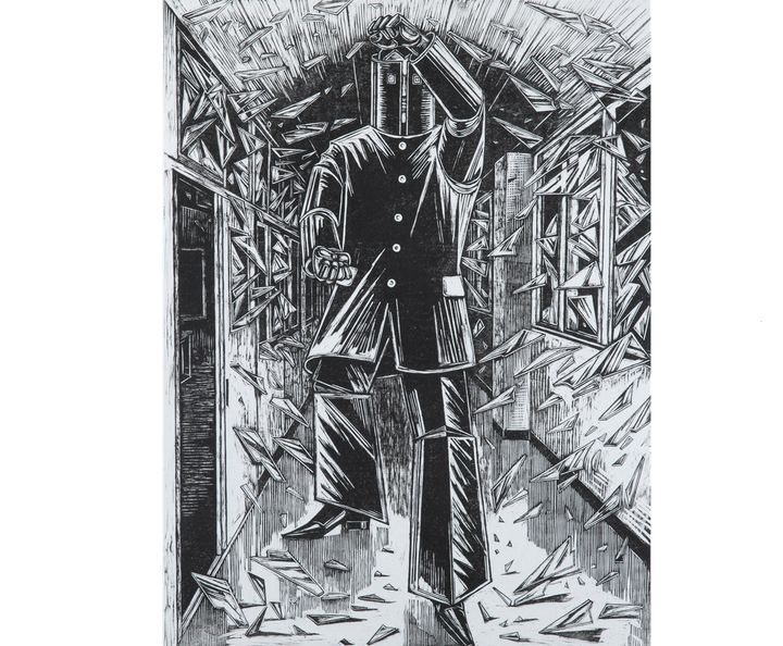  「スクール・ウォーズマン（卒業）」2014 木版画