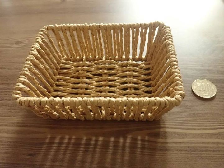 DAISO(ダイソー)：手編みFSCペーパー小物収納(スクウェア)