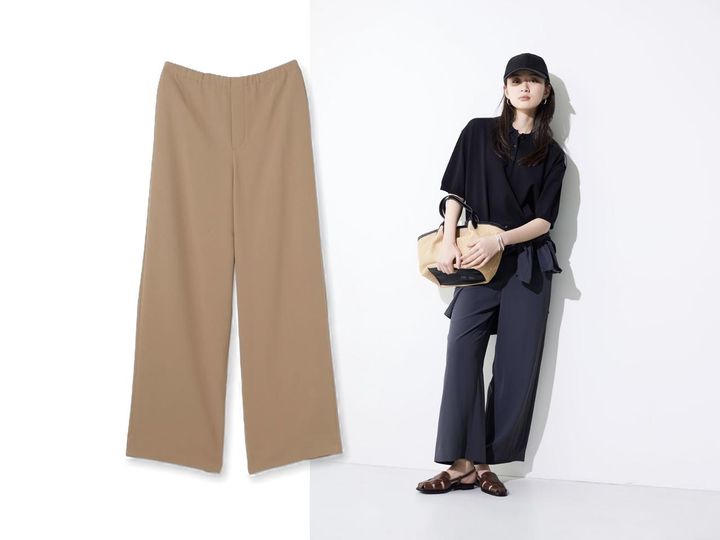 画像: イージーワイドパンツ（モカブラウン/チャコールグレー）各¥14,300 出典：インディヴィ