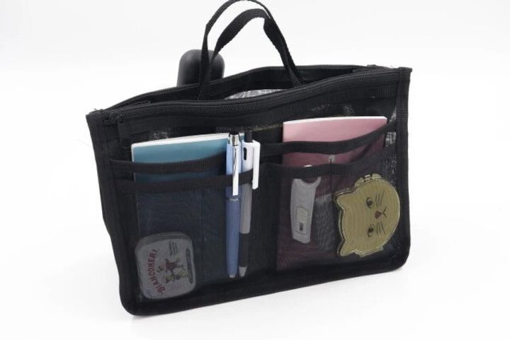 ダイソー バッグインバッグ（A5、メッシュ、ブラック）