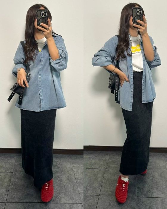 しまむら「リブシャギーナロースカート」