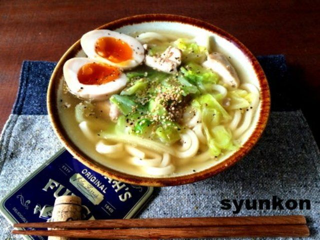 「春キャベツと鶏肉の塩うどん」レシピ