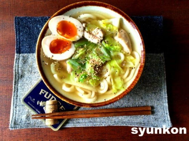「春キャベツと鶏肉の塩うどん」レシピ