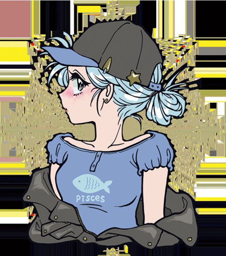 魚座の今月の運勢を表現した、横顔が印象的なやさしくロマンティックなイラスト