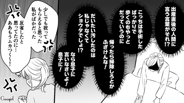「退院したらすぐ掃除しなさい！」産後義母に怒鳴られ、反撃を誓った話