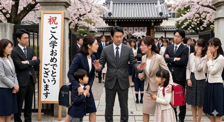 記念撮影の順番は譲り合いの心で、困った時は先生に助けを求めましょう