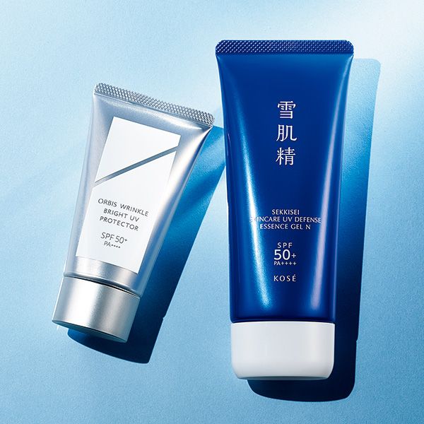 【左】オルビス リンクル ブライト UV プロテクター N 【右】雪肌精 スキンケア UV エッセンス ジェル N