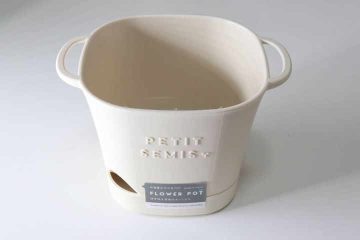 ダイソーのバスケットポット3号 アイボリー