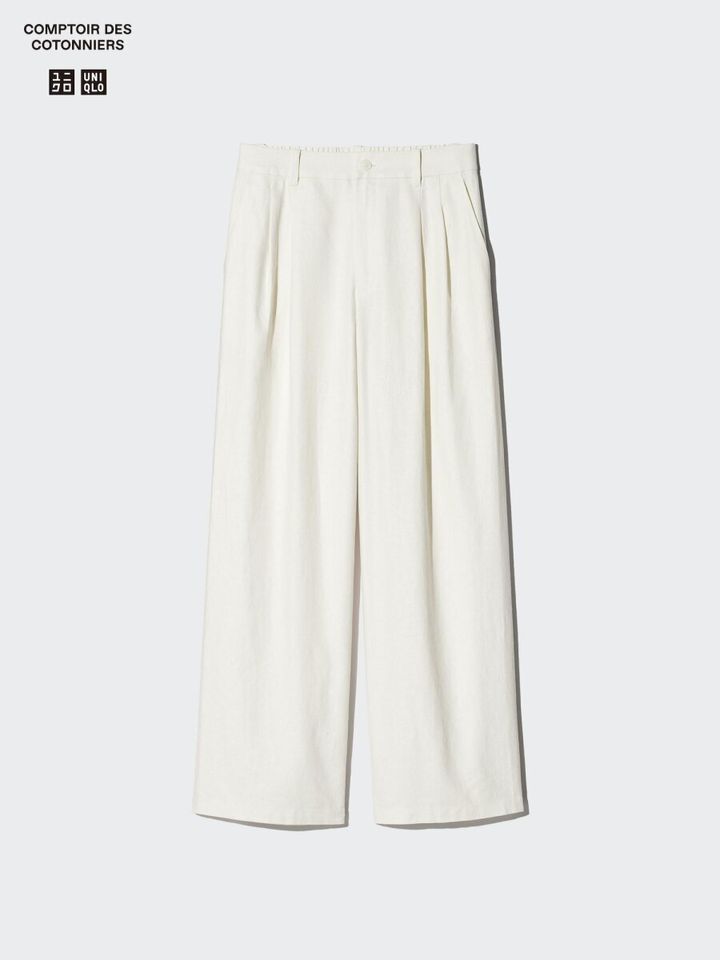 2026春ユニクロ大人女性おすすめリネンブレンドストレートパンツ