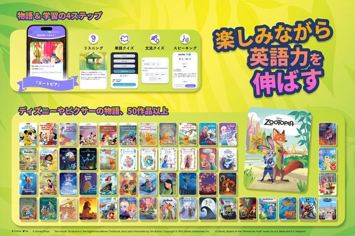 物語の場面ごとに4レッスンに取り組む「ストーリー学習」