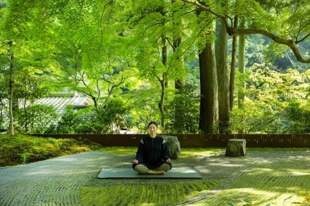 朝日が降り注ぐ朝のストレッチ