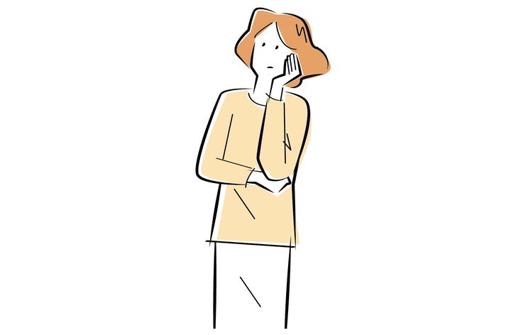 考え事をする女性 悩む イラスト