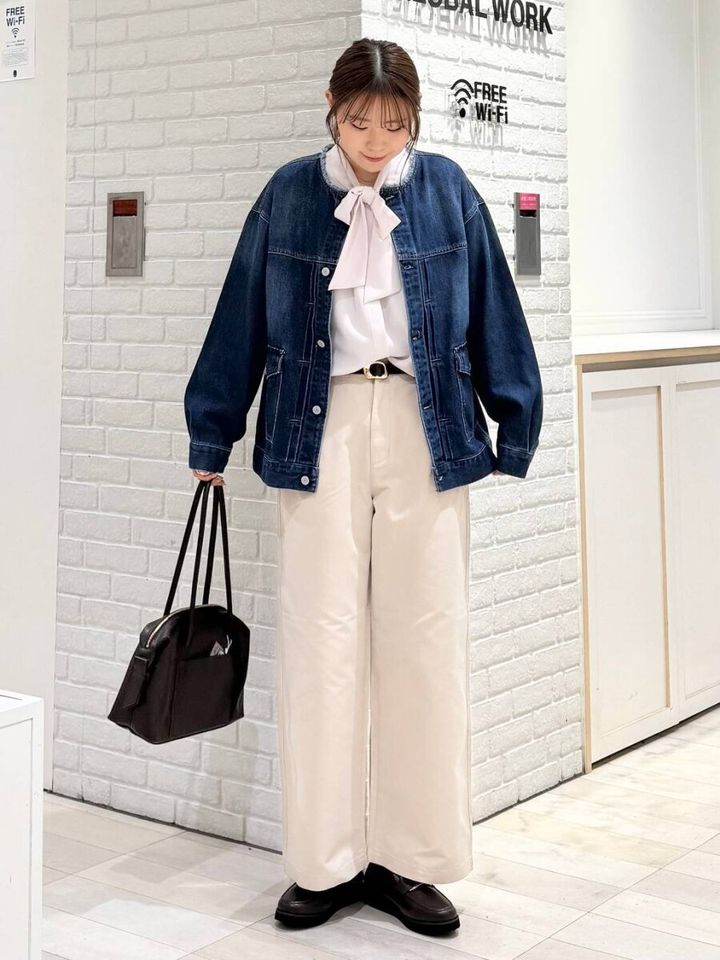 グローバルワークのGOODデニムノーカラージャケット