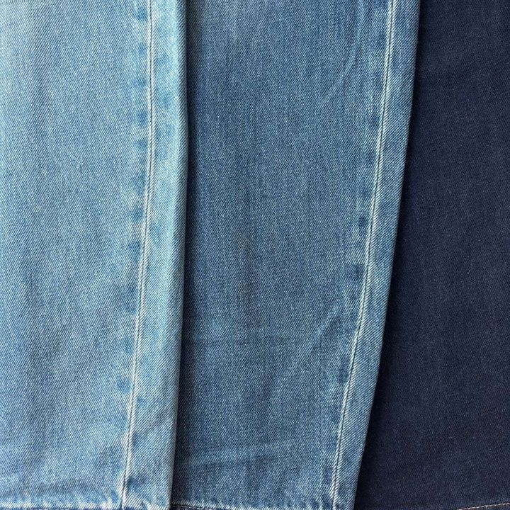 ユニクロ バギーカーブジーンズ丈短め 3本生地感アップ比較