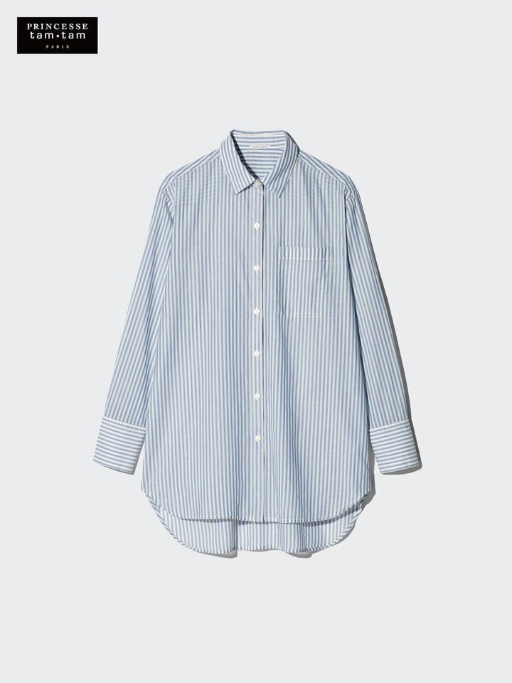 2026春ユニクロ大人女性おすすめコットンロングシャツ