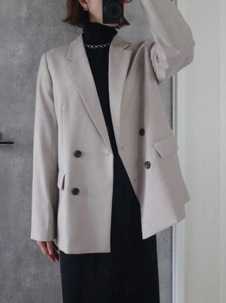 guダブルブレストジャケットベージュ