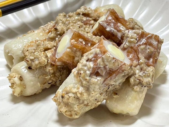 ちくわチーズのめんつゆごまマヨ焼き