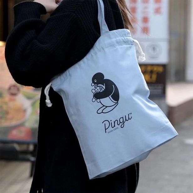 巾着バッグは肩掛けもOK