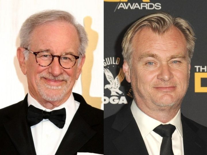 （左から）スティーヴン・スピルバーグ、クリストファー・ノーラン （C）AFLO width=