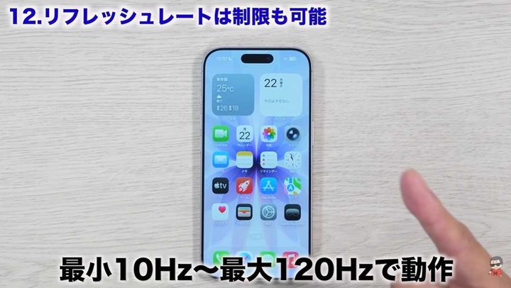 滑らかな操作感のリフレッシュレートを制限して節約