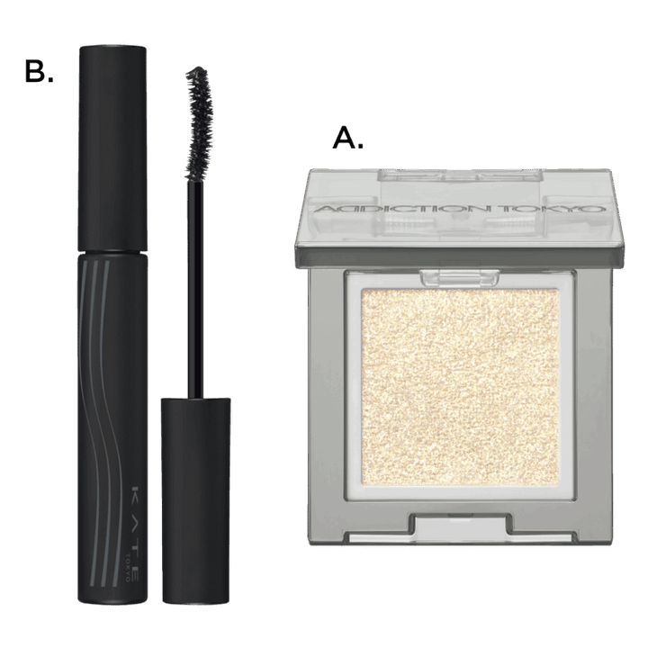 A.ザ シングル アイシャドウ スパークル 101SP Street Mirage（アディクション ビューティ・限定） B.ケイト ナミダノタテマスカラ（ロング）（カネボウ化粧品）