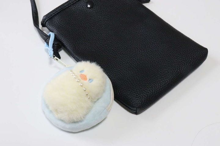 円形ポーチ（ひよこ） バッグに装着