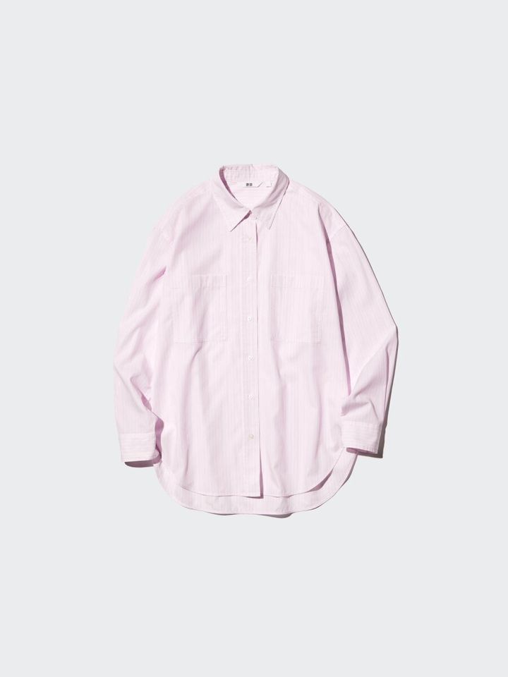 2026春ユニクロ大人女性おすすめコットンオーバーサイズシャツストライプ