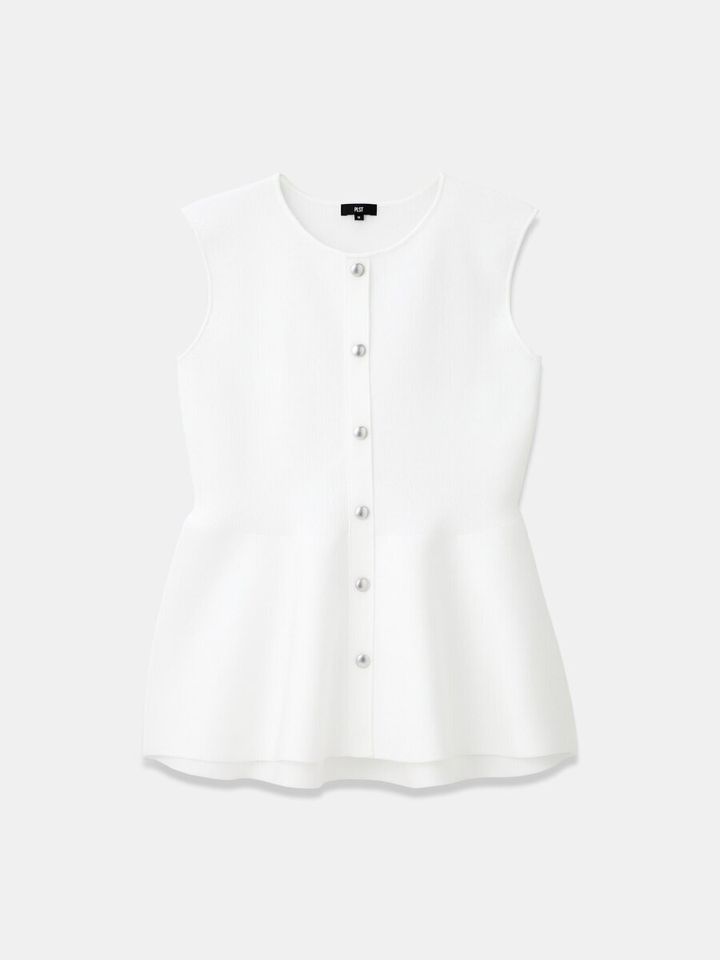 PLSTのホールガーメント（R）ペプラムノースリーブセーター