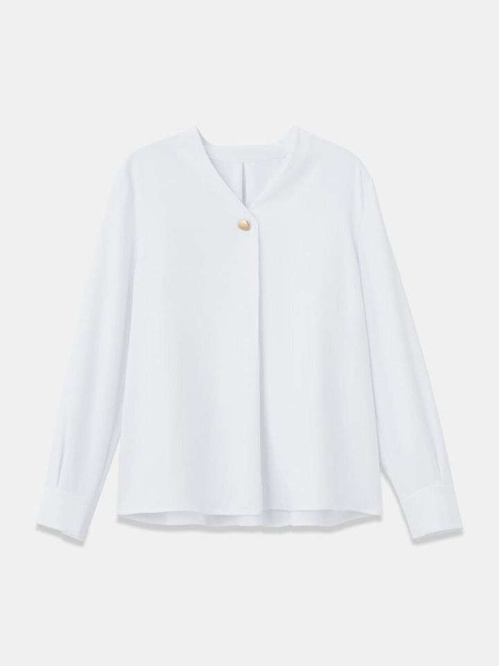 PLSTのUVカットVネックオーバルパーツブラウス