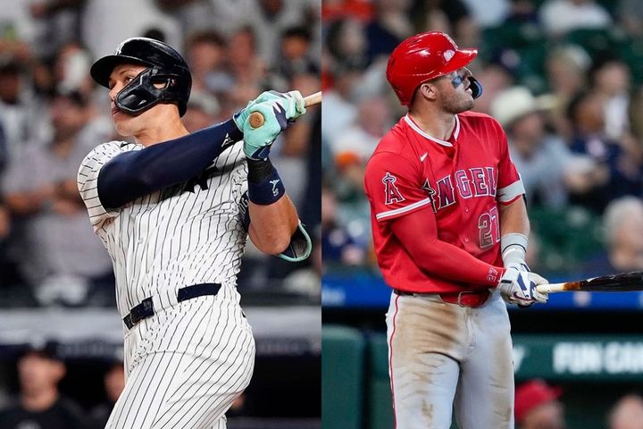 アーロン・ジャッジ（左）とマイク・トラウト（C）Getty Images