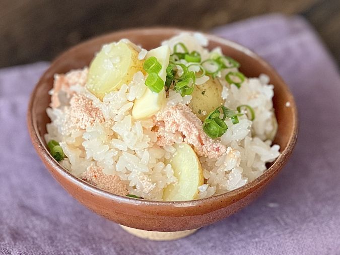 じゃがバタめんたいの炊き込みご飯