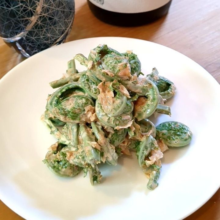 【簡単おつまみ】コゴミのマヨ醤油和えをちょっぴりアレンジ