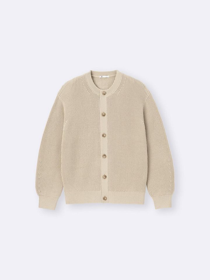 2026春gu大人女性おすすめリリヤーンクルーネックカーディガン