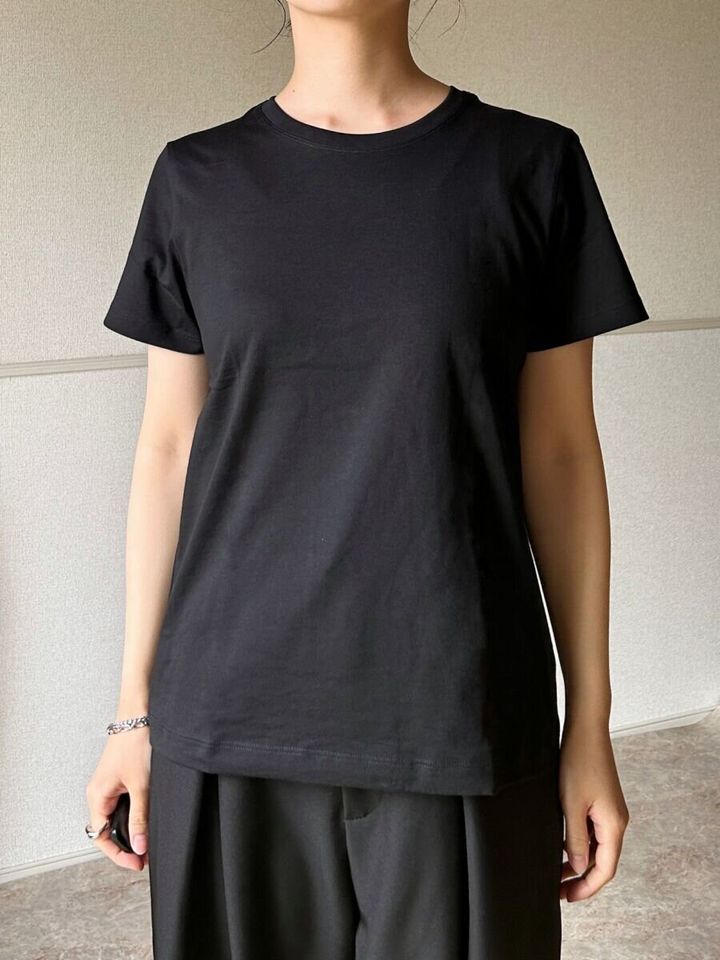 ユニクロユースーピマコットンTを160cmが着用した正面シルエット