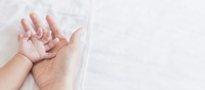 新生児の手と親の手